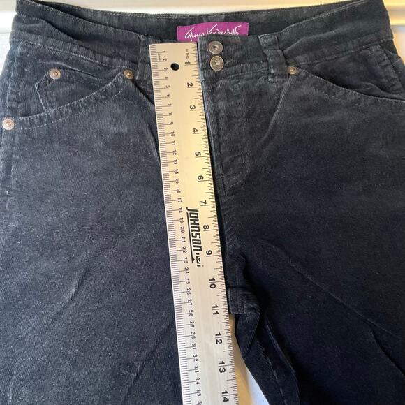 Gloria Vanderbilt Women Corduroy Pants size 12Petite Black Mid Rise Straight Fit - Picture 5 of 10